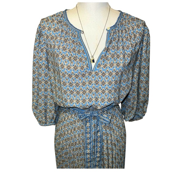 Max Studio Blue Pleated Maxi Dress